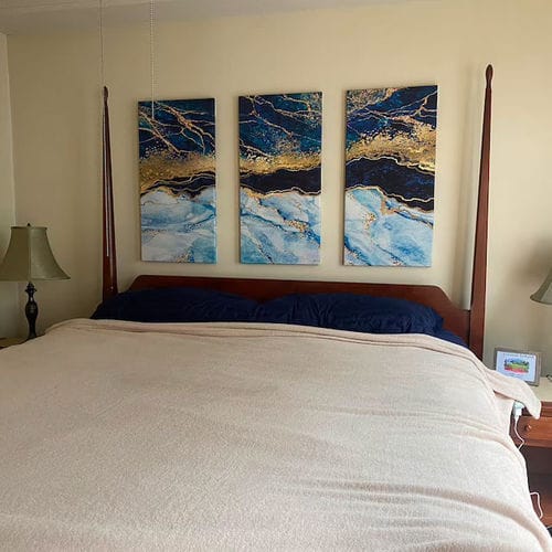 Customer photo review of Blue Marble Fluid Effect Large Wall Art Modern Abstract Canvas Wall Art Print