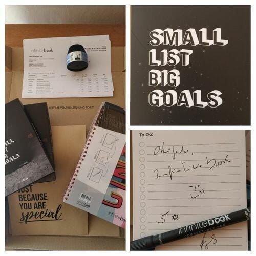 Customer photo review of Infinitebook Small List Big Goals A6