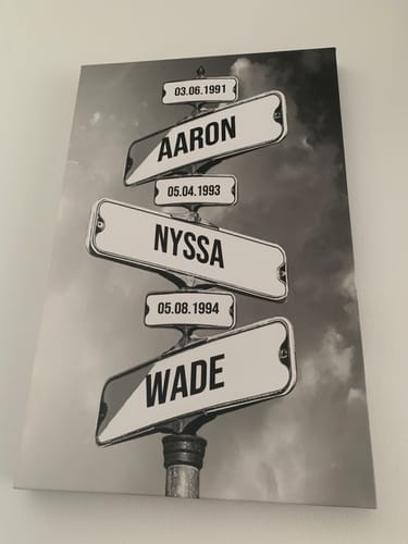 Customer photo review of DATE OF BIRTH OF CHILDREN by Cstm Canvas