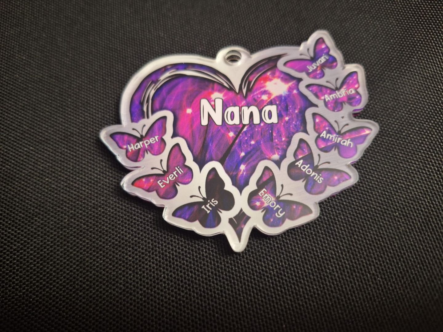 Customer photo review of Sparkling Grandma- Mom Heart Butterfly Kids, Multi Colors Personalized Ornament