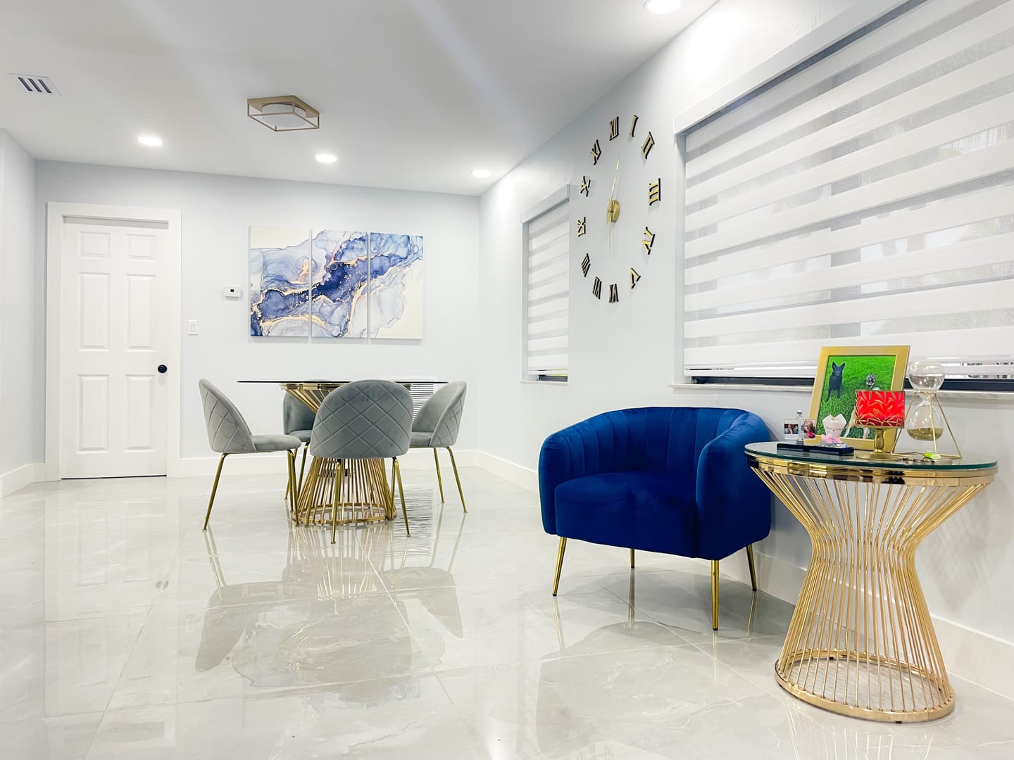 Customer photo review of Blue Large Abstract Canvas Wall Art Print Abstract Art Fluid Effect Marble Wall Art