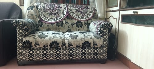 Customer photo review of Divine Trendz - Brown Solid Elastic Sofa Slipcovers