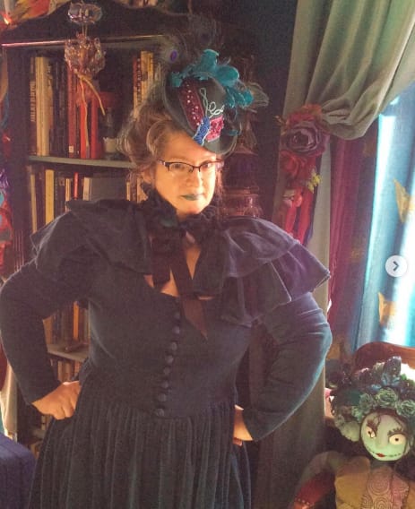 Customer photo review of CRIMSON PEAK™ Lady Lucille Victorian Dress with Capelet in Teal