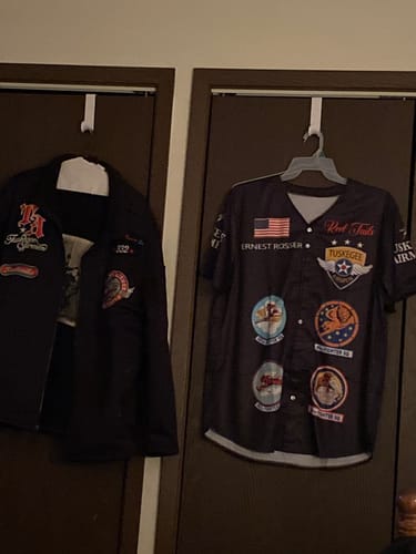 Customer photo review of (Custom Personalised) Tuskegee Airmen Baseball JerseyThe Red Tails Simple Style - Black LT8