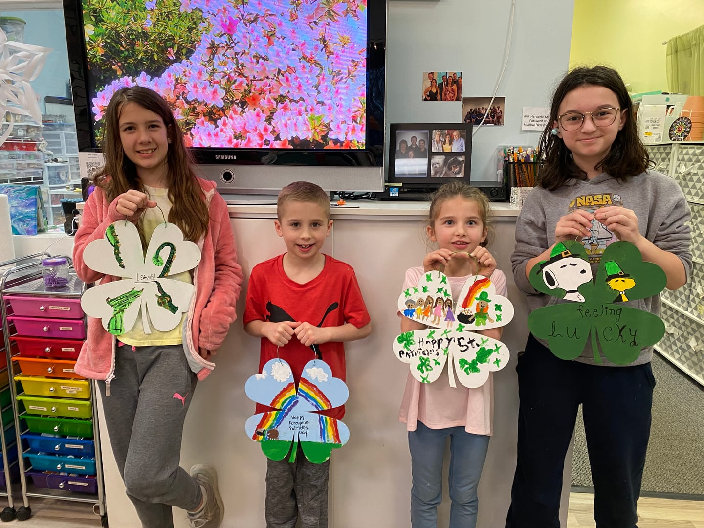 Customer photo review of Shamrock Unfinished Wood Craft Lucky Four Leaf Clover up to 24"  DIY