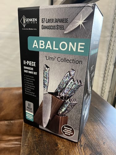 Customer photo review of "Umi" 11-Piece Japanese Damascus Steel Knife Block Set - With Abalone Shell Handles