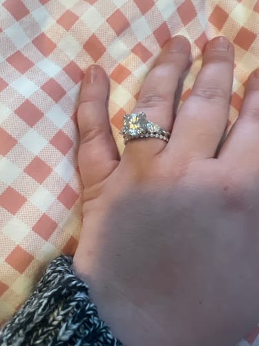 Customer photo review of Louily Classic Round Cut Full Eternity Wedding Band In Sterling Silver