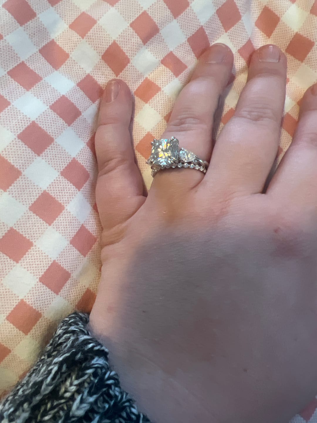 Customer photo review of Louily Classic Round Cut Full Eternity Wedding Band In Sterling Silver