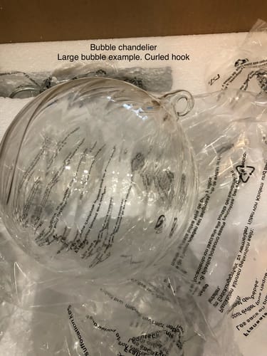 Customer photo review of Brass Cluster Ribbed Glass Globe Bubble Chandelier