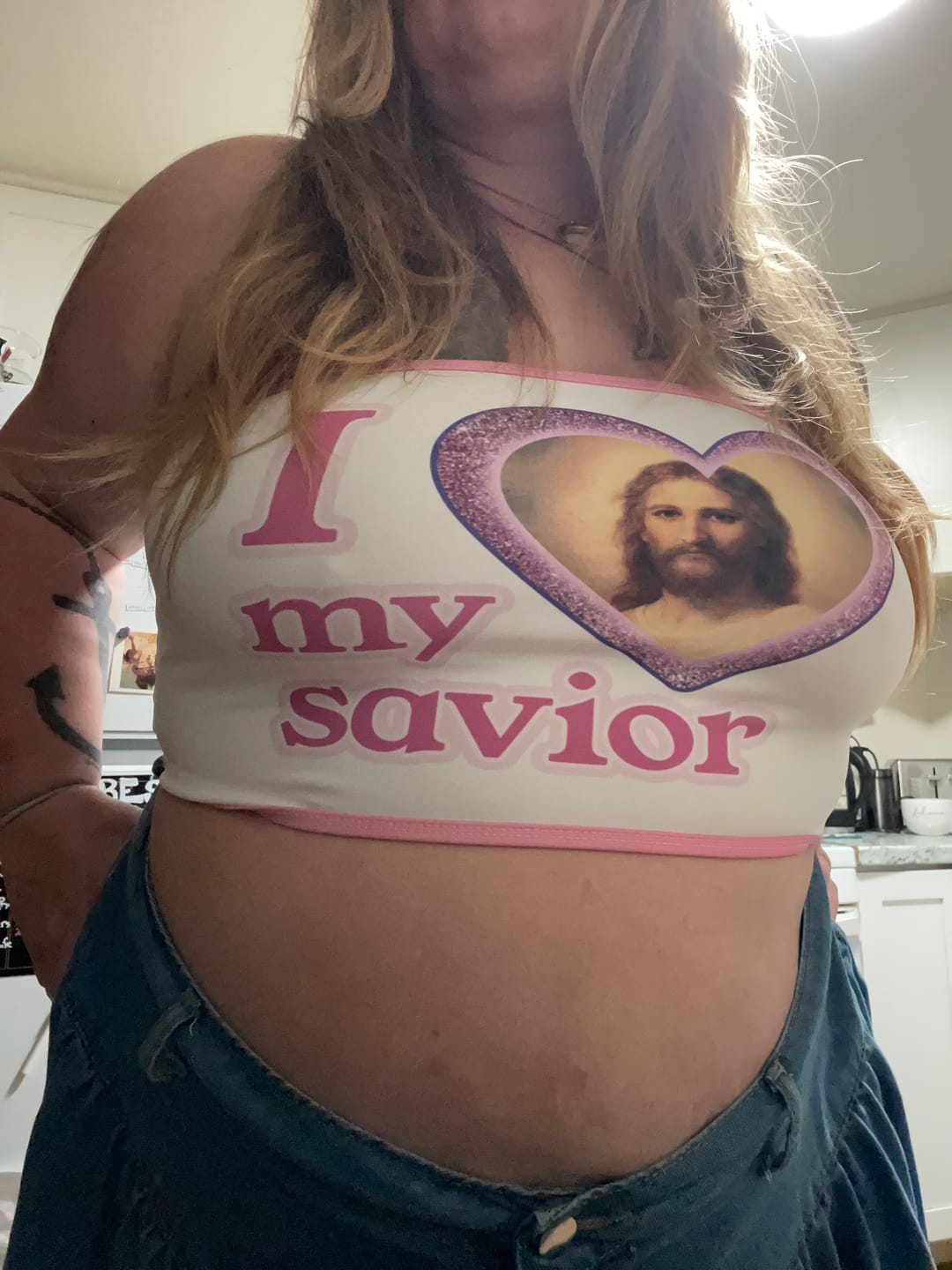 Customer photo review of I LOVE MY SAVIOR BANDEAU
