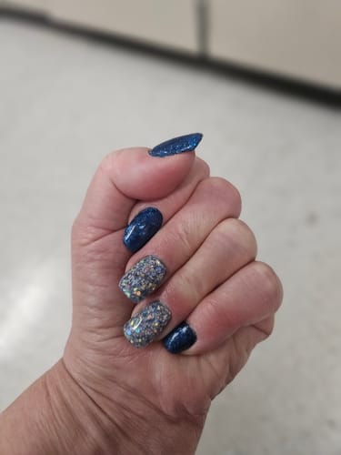 Customer photo review of MR2 Champion Blue Glitter Dip Powder