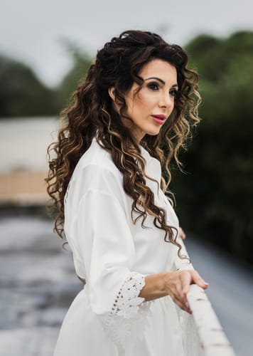 Customer photo review of Highlighted Brown Spiral Clip-In Hair Extensions