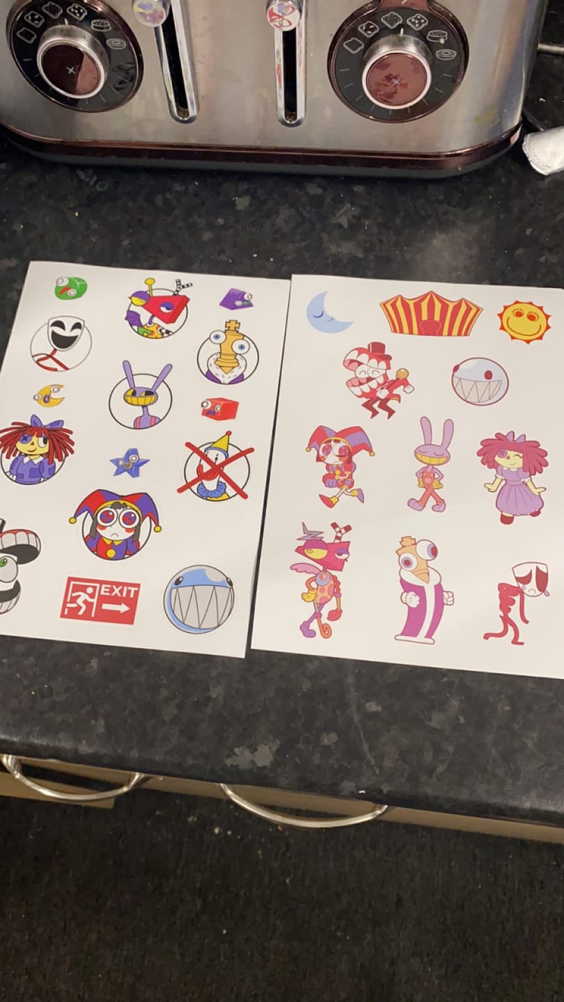 Customer photo review of Digital Circus Sticker Pack 1