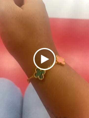 Customer video review of Kaitlin Flower Clover Pink and Green Gold Bracelet