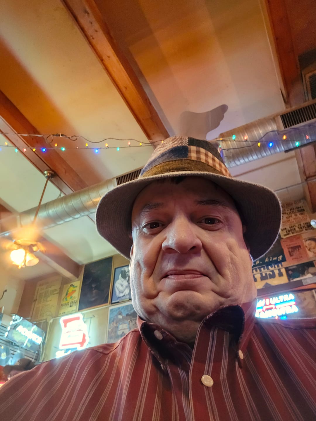 Customer photo review of Walking Hat Patchwork Tweed