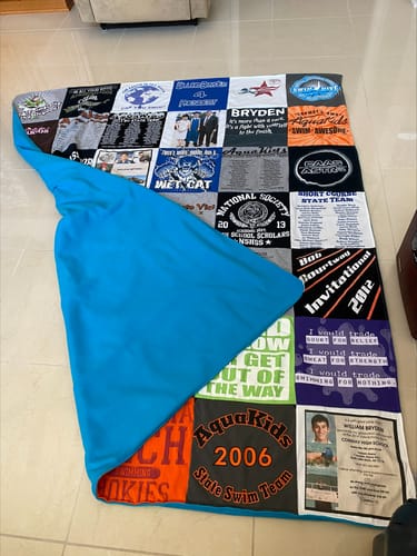 T-shirt quilt featuring aqua kids, state swim team by William from AR