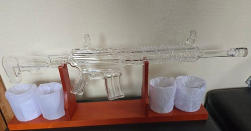 Customer photo review of AR-15 Glass Decanter with Constitution Whiskey Glasses