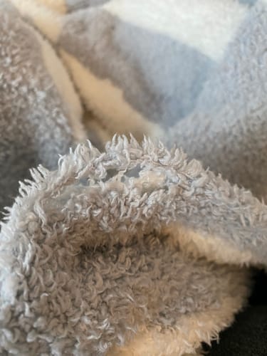 Customer photo review of Frozen & White Wavy Checker Print Extended Throw