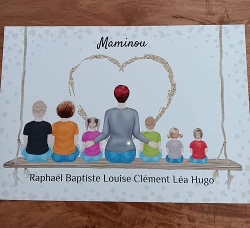 Customer photo review of Affiche Personnalisée - Mamie et Petits-enfants