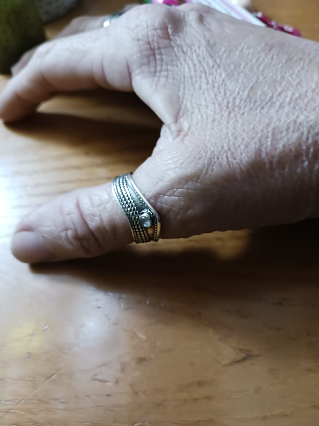 Customer photo review of Chevron Thumb Ring with Moonstone Sterling Silver