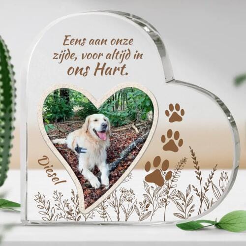 Customer photo review of Eens aan mijn zijde - Gepersonaliseerd glazen hart