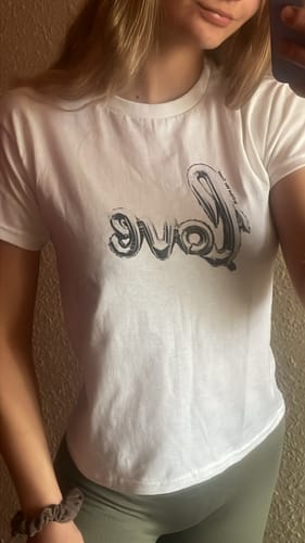 Customer photo review of 'Love' baby tee