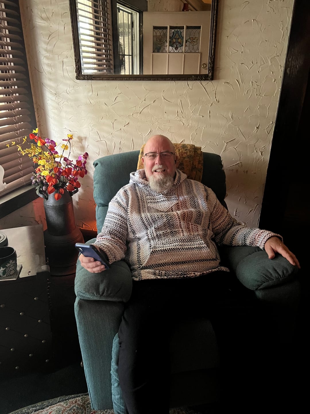 Customer photo review of Classic Stripe Terracotta Baja Hoodie
