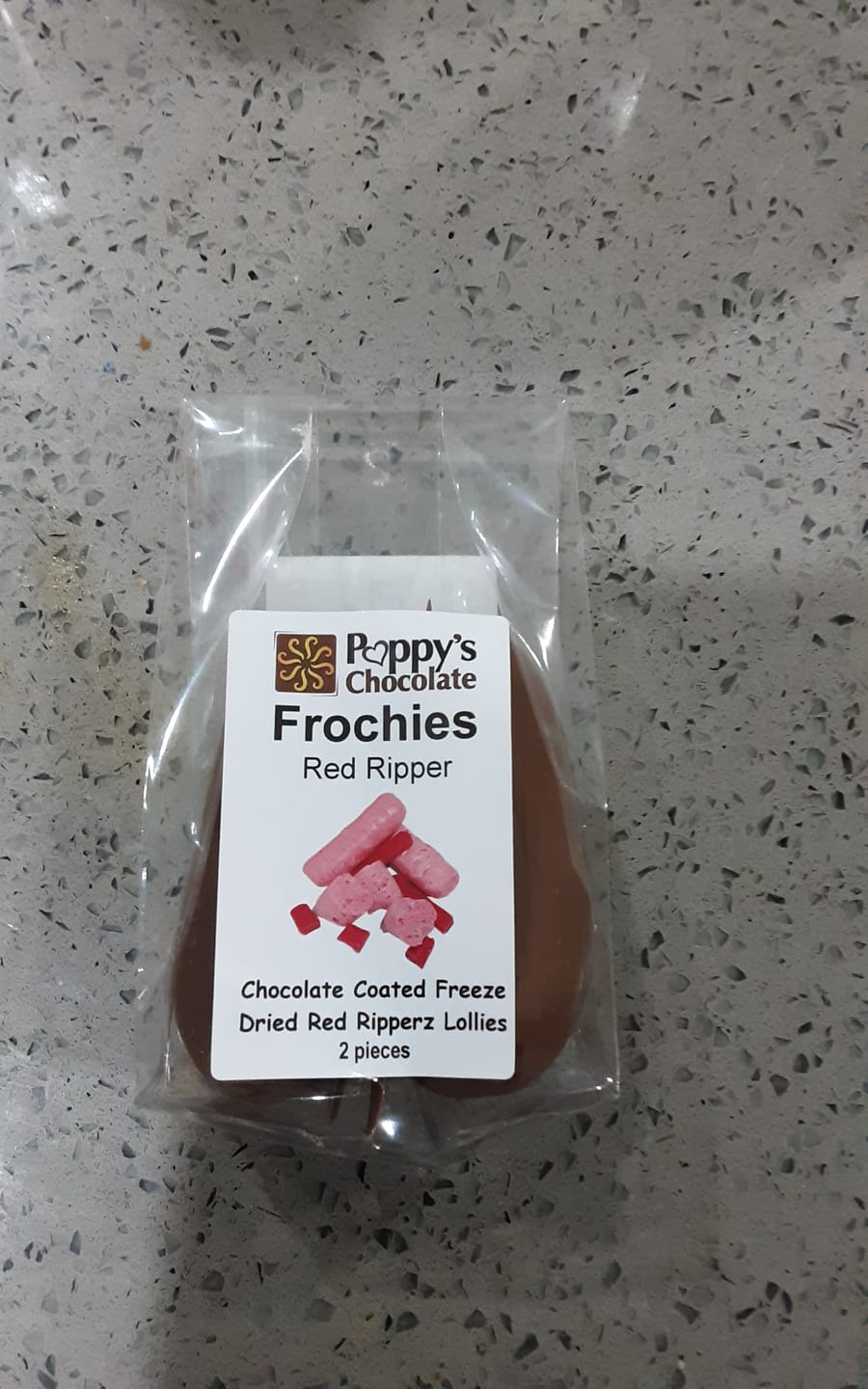 Customer photo review of Frochies Red Ripper chocolate coated freeze dried lollies