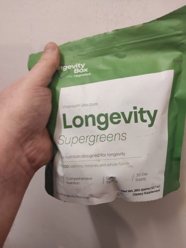 Customer photo review of Longevity Stack Supergreens Powder