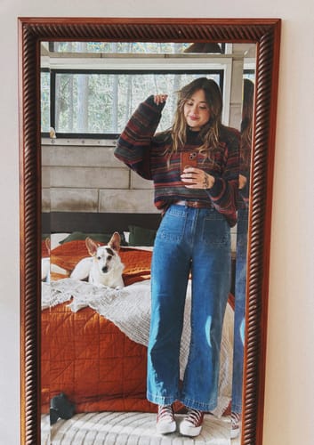 Customer photo review of Vintage Cardigan Sweater Womens M Yellow Heavyweight Knit Sweatshirt