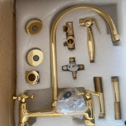 Customer photo review of Antique Style, Unlacquered Solid Brass 8" Bridge Faucet, Vintage Kitchen Sink Faucet