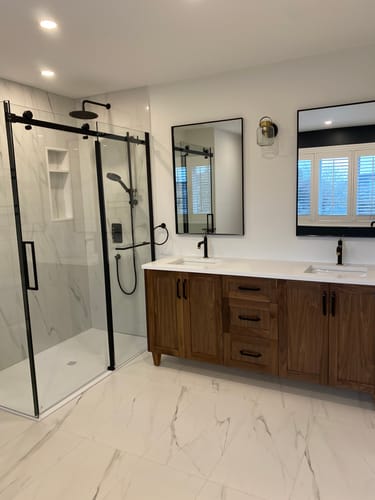 Customer photo review of Bridgeport 72" American Black Walnut Bathroom Vanity, Double Sink