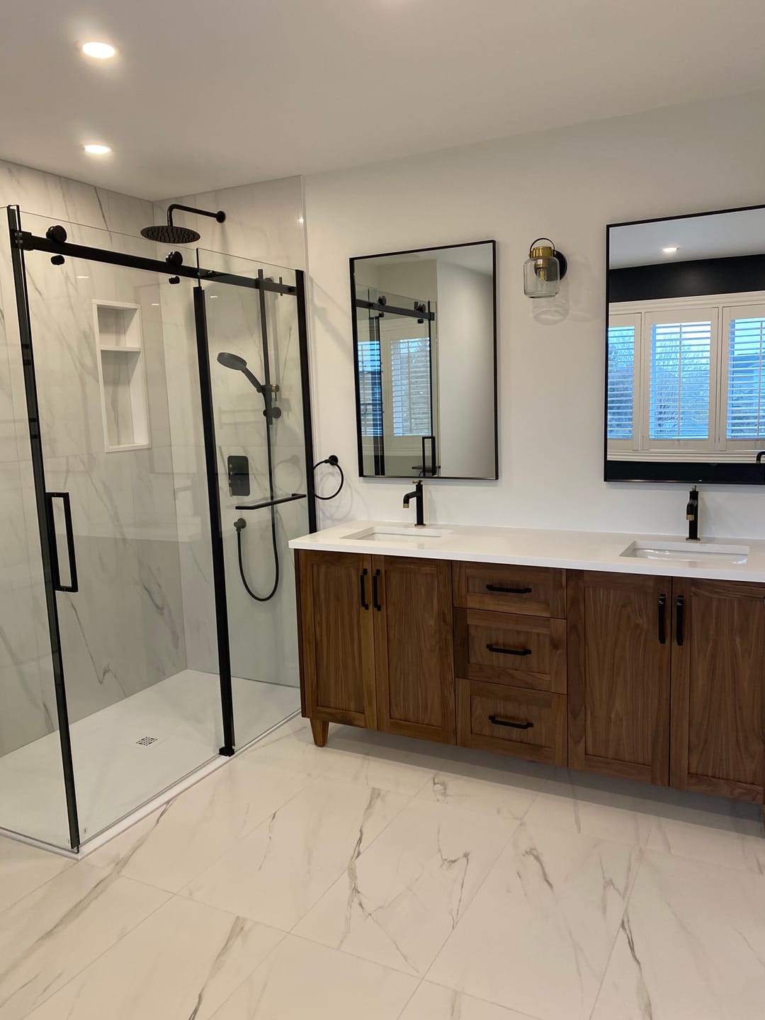 Customer photo review of Bridgeport 72" American Black Walnut Bathroom Vanity, Double Sink