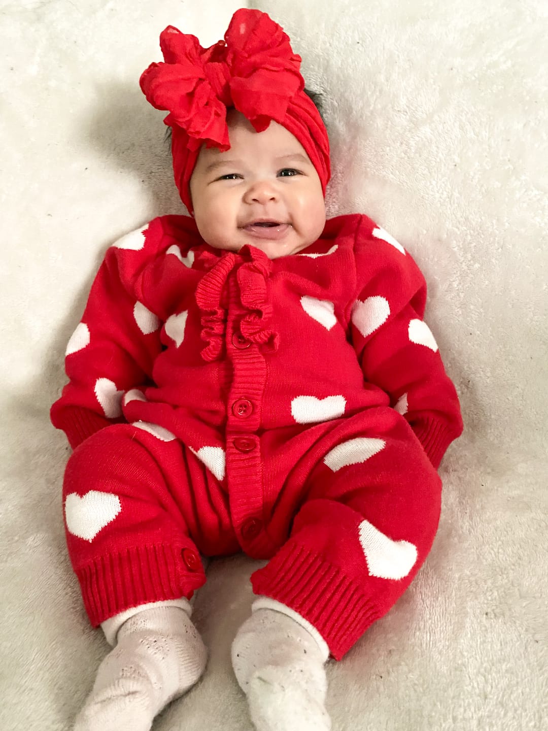 Customer photo review of Ruffled Headband-Bright Red