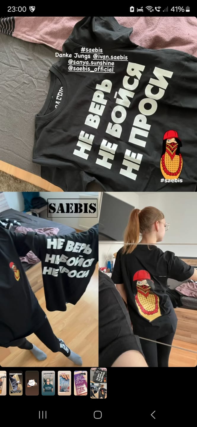 Customer photo review of Matryoshka Damen Oversized T-Shirt schwarz by SAEBIS®