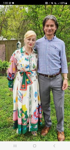 Customer photo review of Effortless and Playful Unique Print Balloon Sleeve Shirt Midi Dress