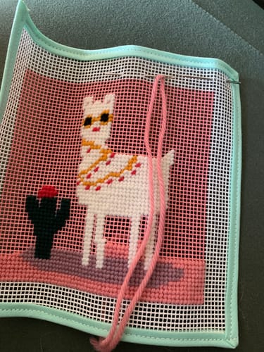 Customer photo review of No Drama Llama - Needlepoint Kit for Kids