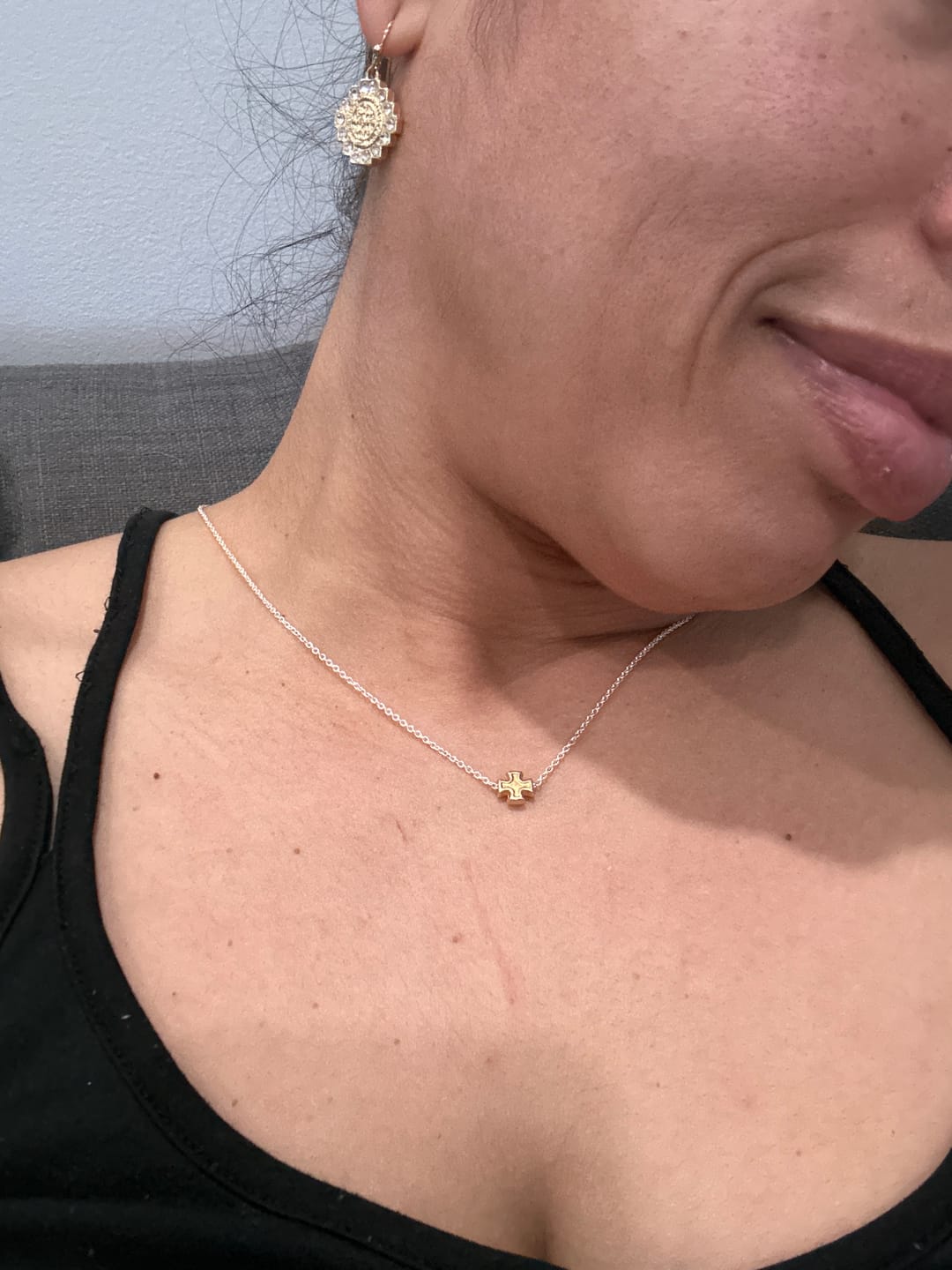 Customer photo review of Faith Petite Cross Necklace