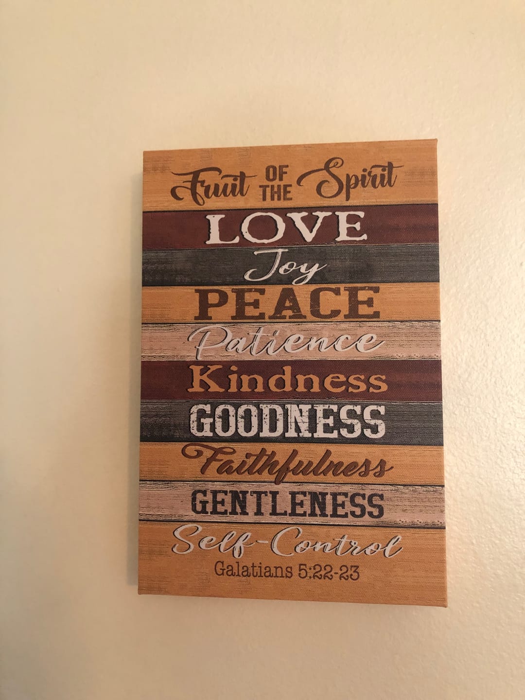 Customer photo review of Christian wall art: Galatians 5:22-23 Fruit of the spirit canvas print