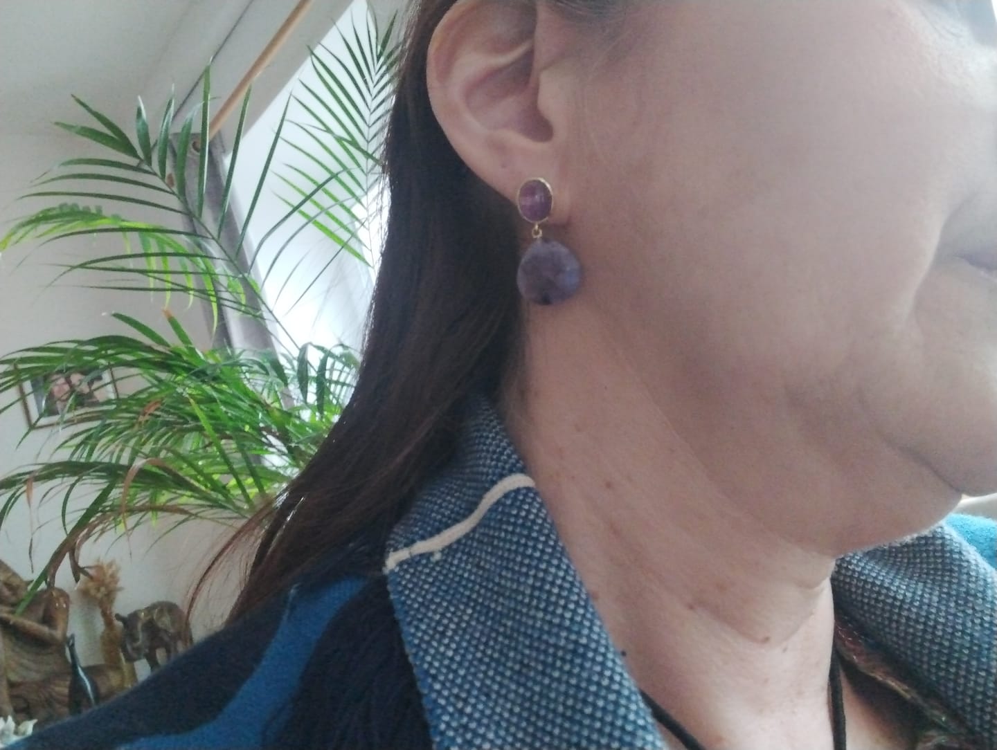 Customer photo review of Boucle d'Oreille en Améthyste "Goutte"