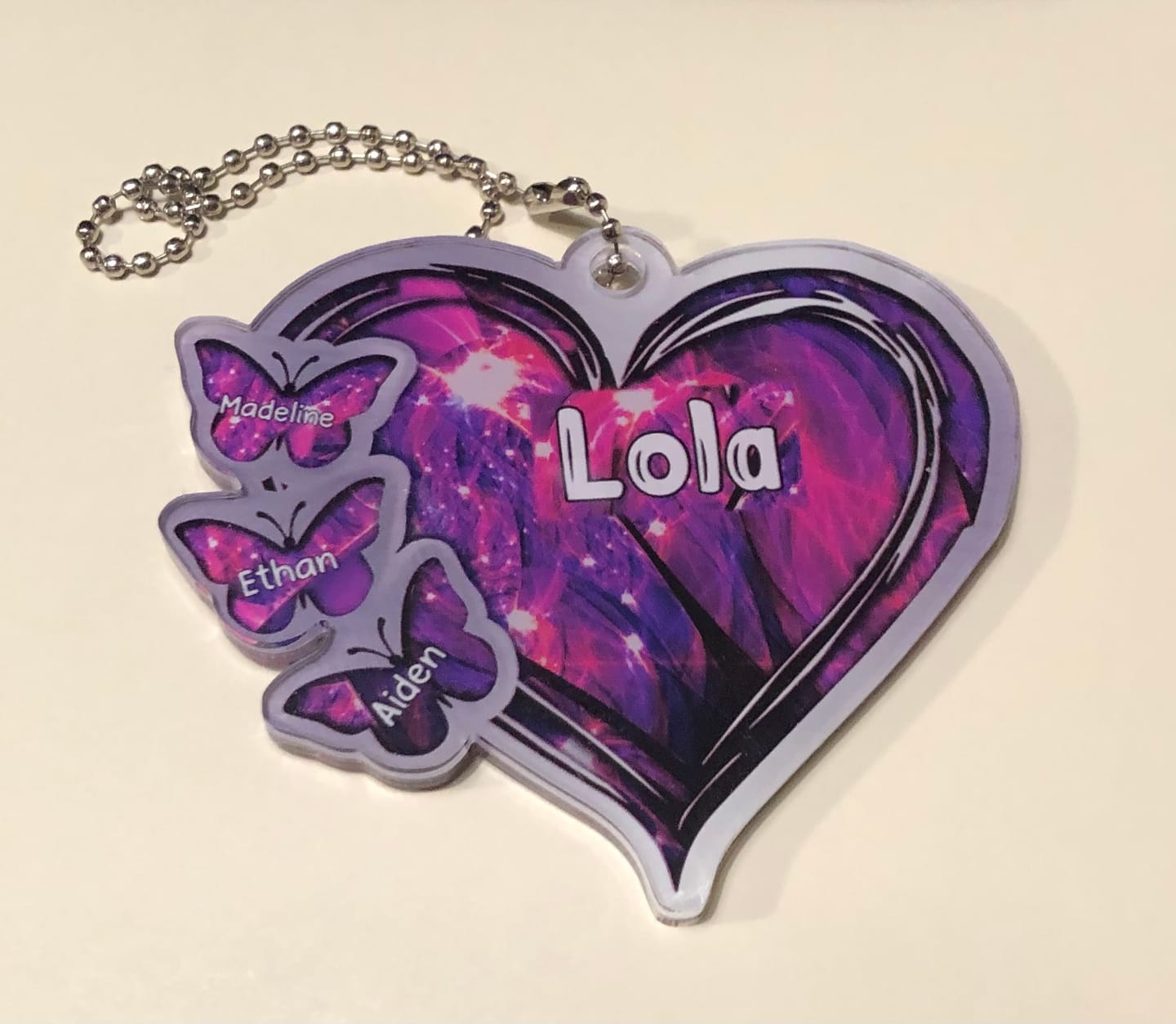 Customer photo review of Sparkling Grandma- Mom Heart Butterfly Kids, Multi Colors Personalized Ornament
