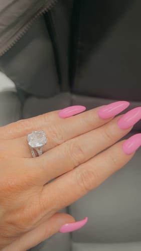 Customer photo review of 7.0Ct Excellent Split Shank Cushion Cut Engagement Ring Travel Rings For Her