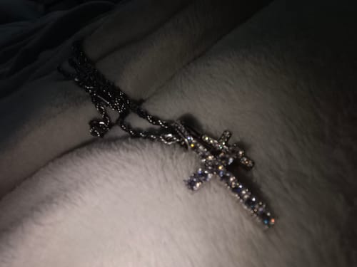 Customer photo review of CROSS PIECE PENDANT. - WHITE GOLD