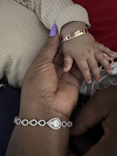 Customer photo review of Personalized Baby Name and Birthstone Bracelet