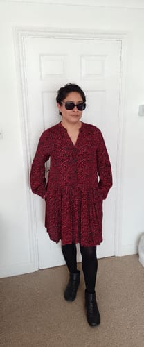 Customer photo review of Penele Printed Viscose Shirt Dress, Red Animal