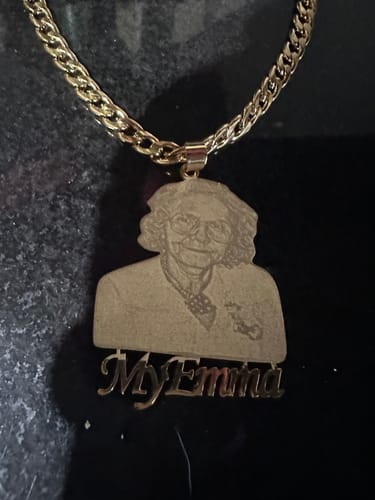 Customer photo review of Lovers Charm™ 18K Custom Engraved Necklace