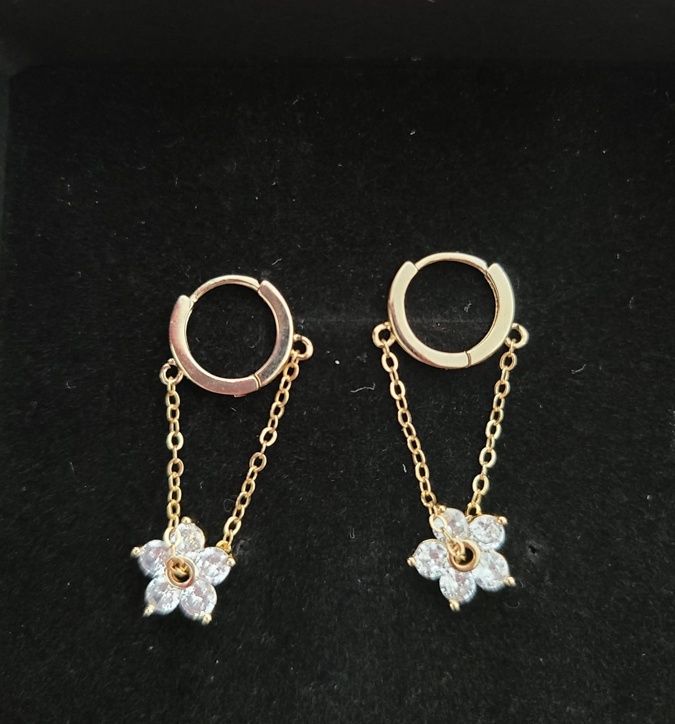 Customer photo review of Blooming Petal Crystal Earrings