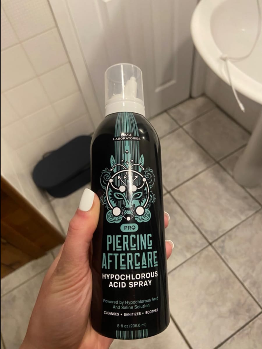 Customer photo review of Piercing Aftercare Hypochlorous Acid Spray