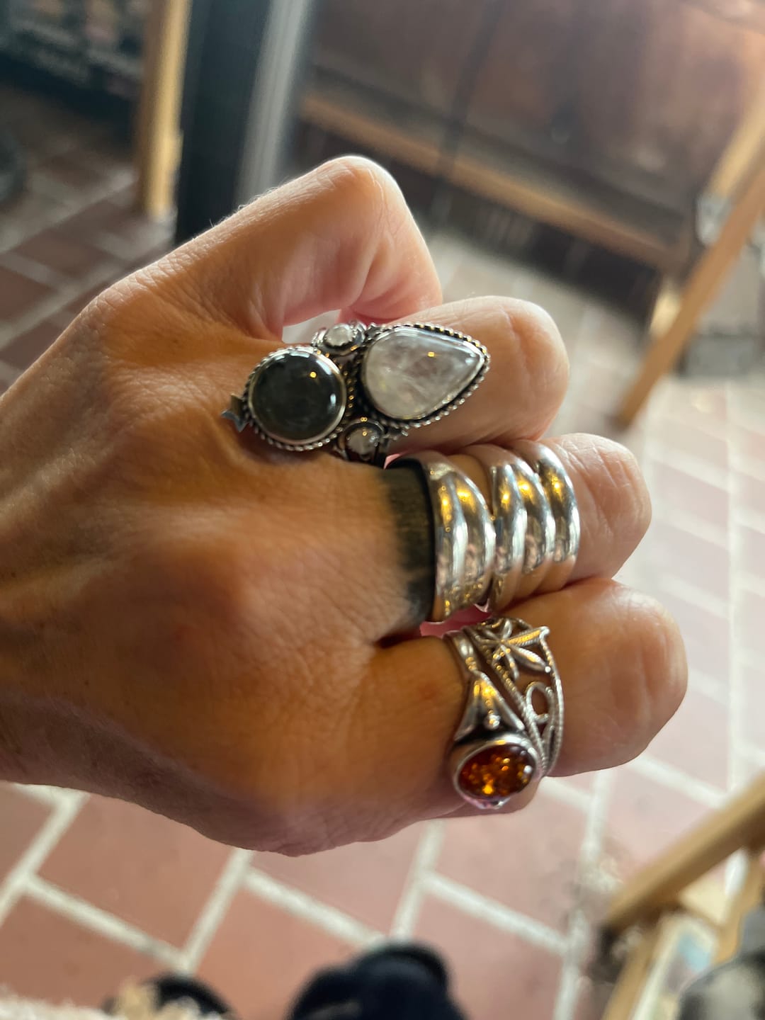 Customer photo review of Celestial Moonstone and Labradorite Silver Ring