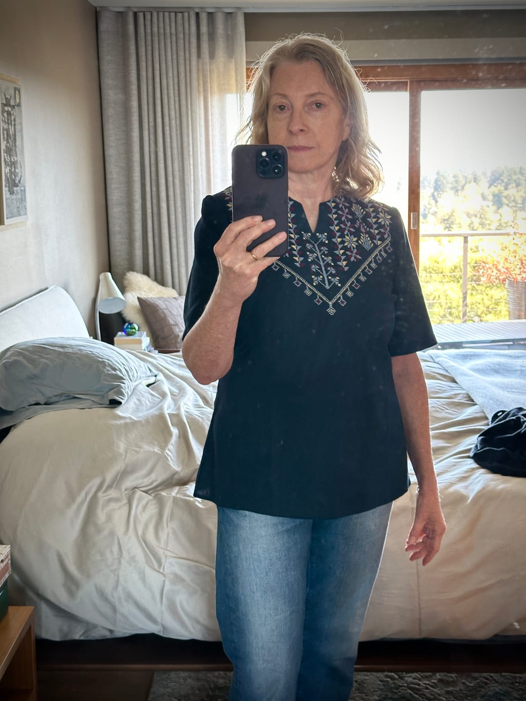 Customer photo review of Fallahi Hand-Embroidered Linen Shirt